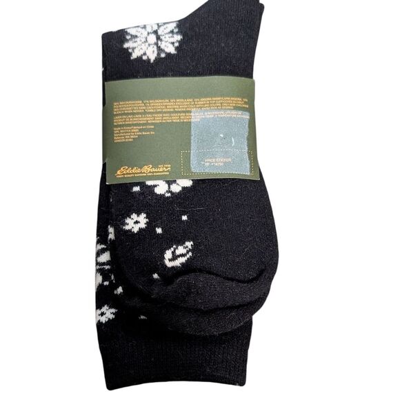 New Eddie Bauer women's socks 6-10 wool angora blend floral warm cozy stocking - Picture 3 of 5
